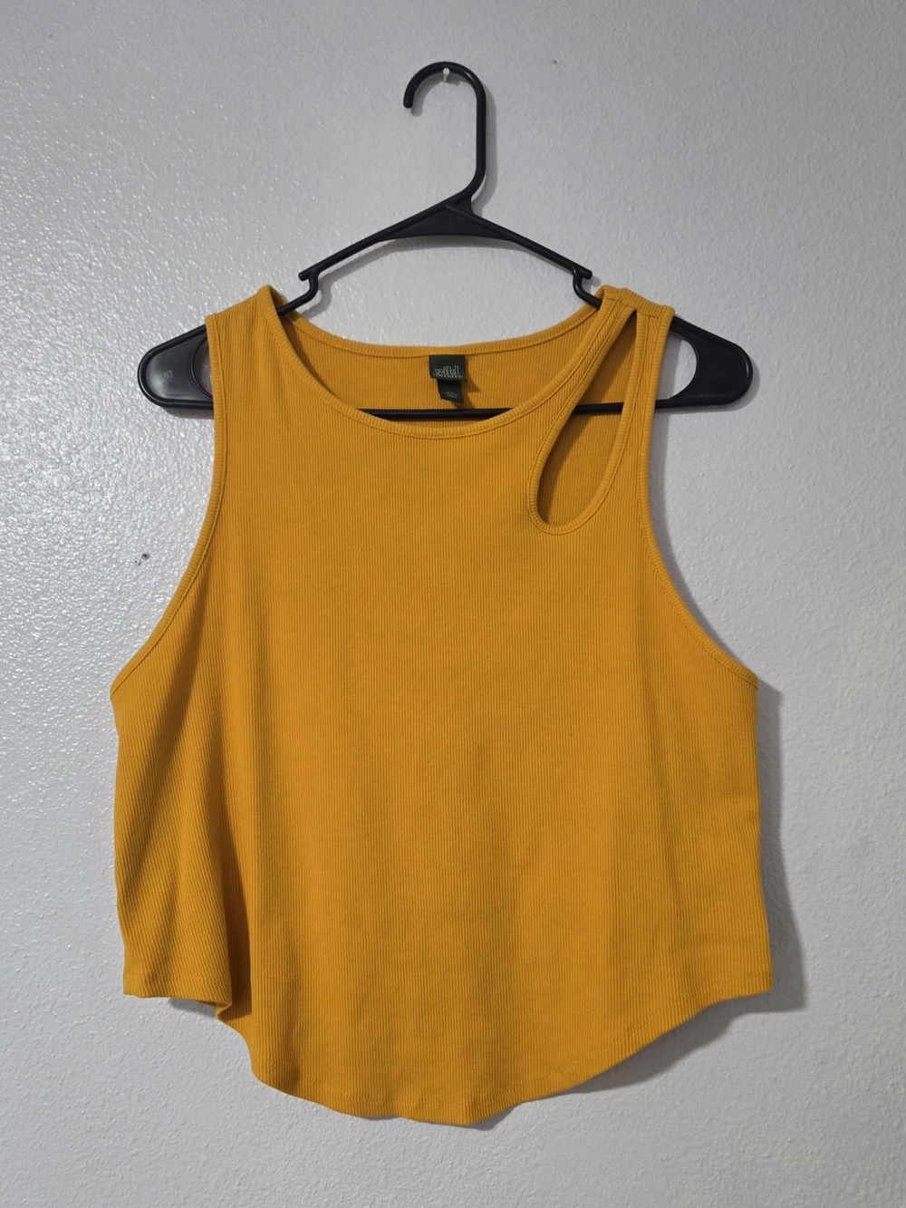Wild fable Mustard One-Shoulder Ribbed Tank Top